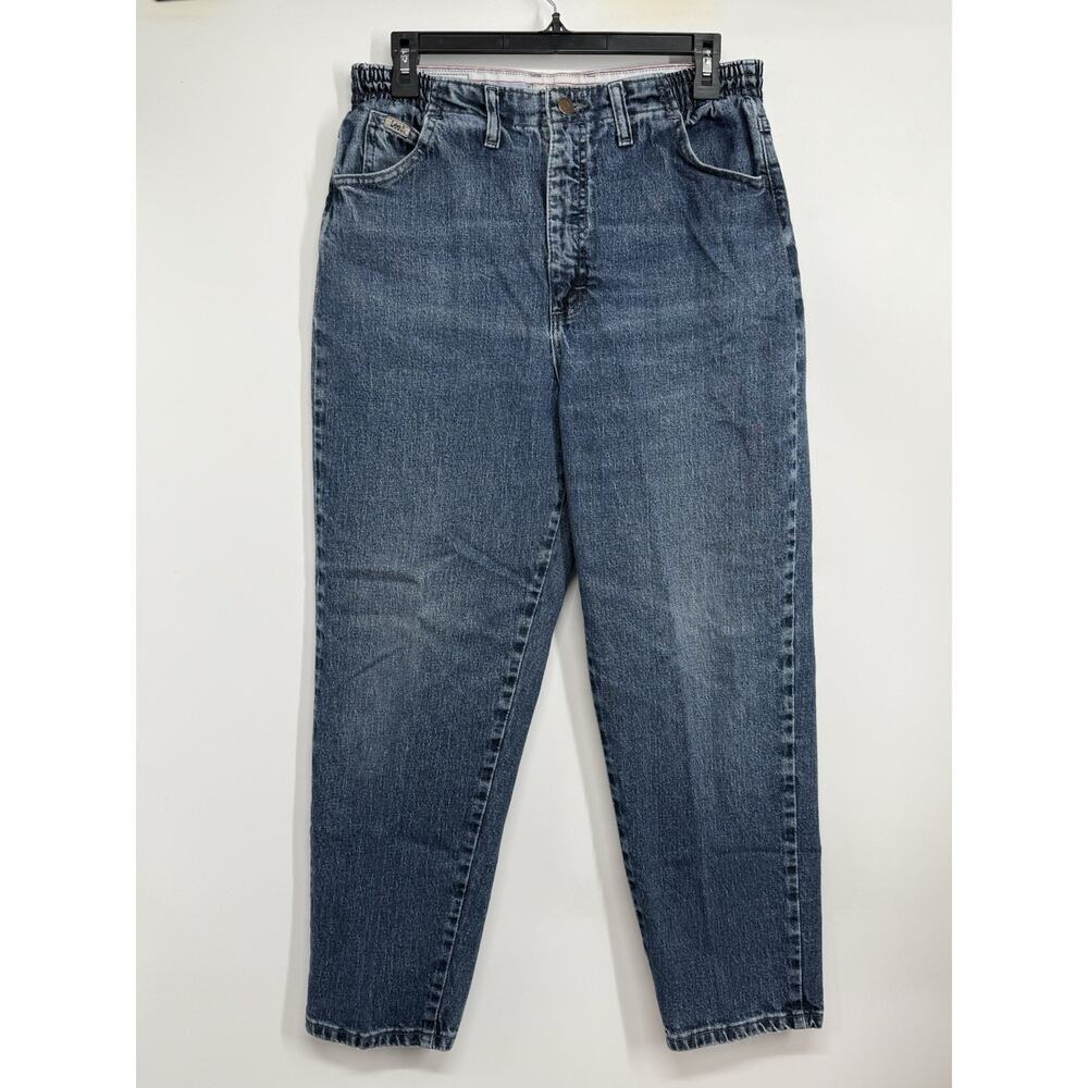 Lee Womens 12 Petite Elastic Waist Jeans Straight Leg Denim Mid Rise